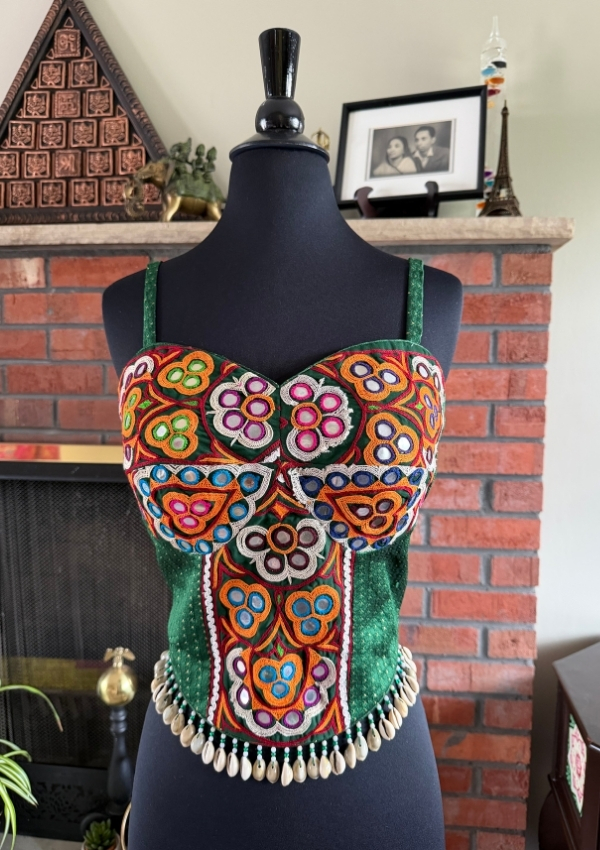Dark Green Kutchi Navratri Corset